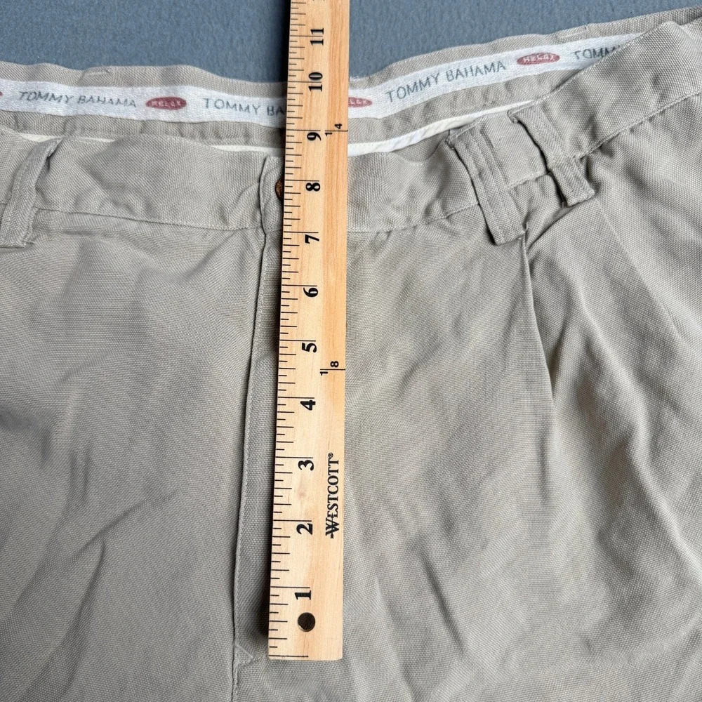 Tommy Bahama Relax Mens 40 Khaki Beige 100% Silk Pleated Straight Leg Pants